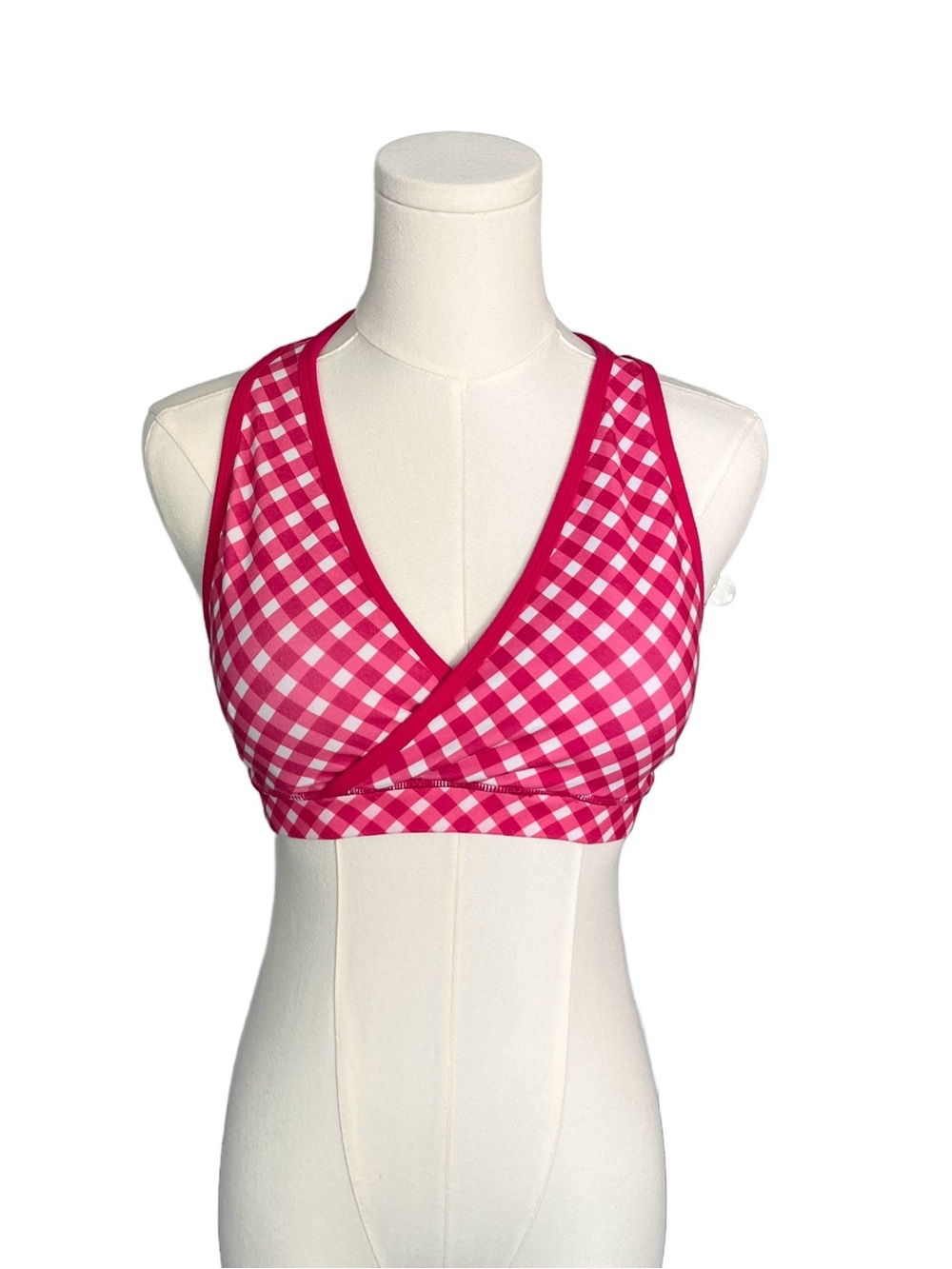 lululemon athletica Deep V Pink Gingham Sports Bra Size 6